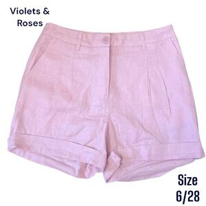 NWT Violets & Roses Stitch Fix Linen Shorts Rose Pink Color Size 6/28